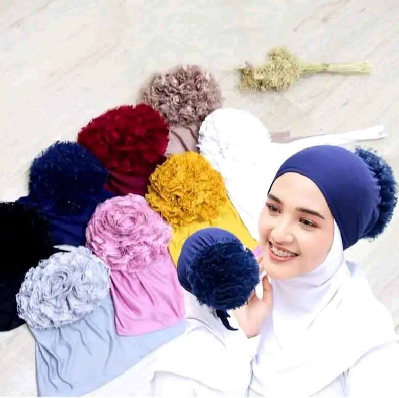 Ciput topi Cepol Turki Renda Brokat Dalaman Jilbab Kerudung seruty turkey coklat 6