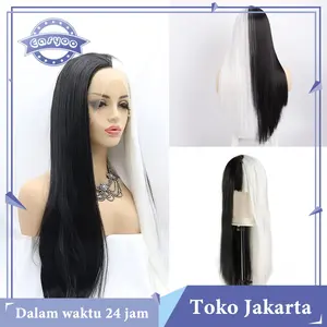 HANDMADE WIG WOMEN'S FASHION BLACK AND WHITE YIN AND YANG 2 COLORS SUITABLE FOR COSPLAY HALLOWEEN PARTY