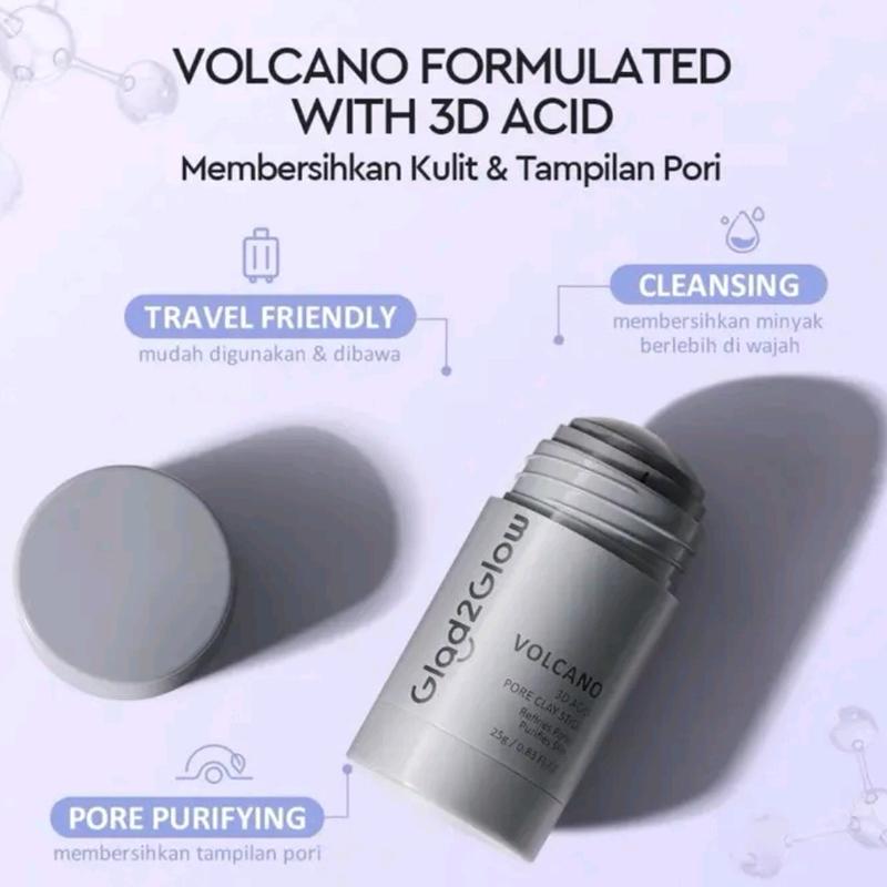GLAD2GLOW CLAY STICK Mugwort / Volcano / Pomegranate/ Perawatan Wajah/ Komedo/ Masker/ Jerawat/ Melembutkan/ Bopeng 6