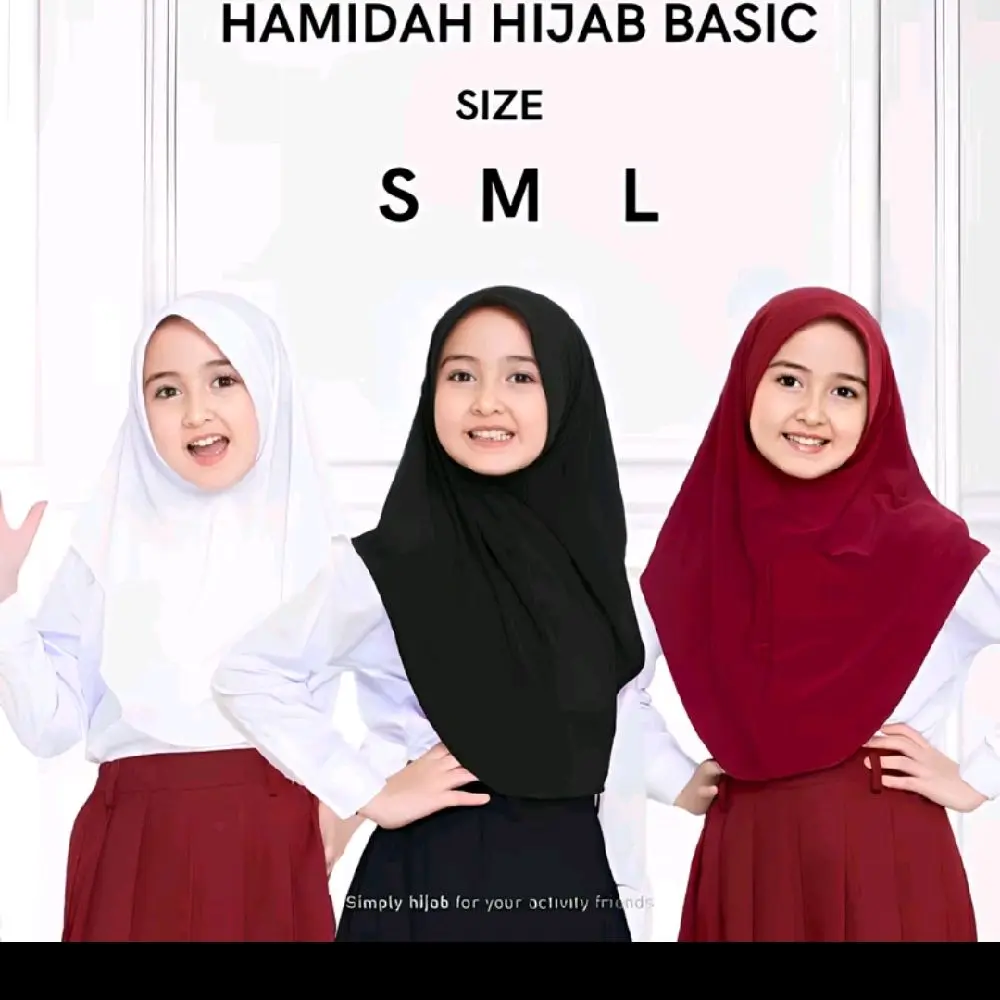 Hijab Bergo Hamidah Anak Jersey Jilbab Muslim Sekolah Pinguin Kerudung Instan Geblus Polos-Bahan Jersey Premium Nyaman Variasi Pad Cantik