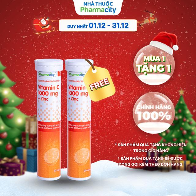  Viên sủi Pharmacity Vitamin C 1000mg + Zinc hỗ trợ tăng cường sức khỏe nâng cao đề kháng  20 viên  