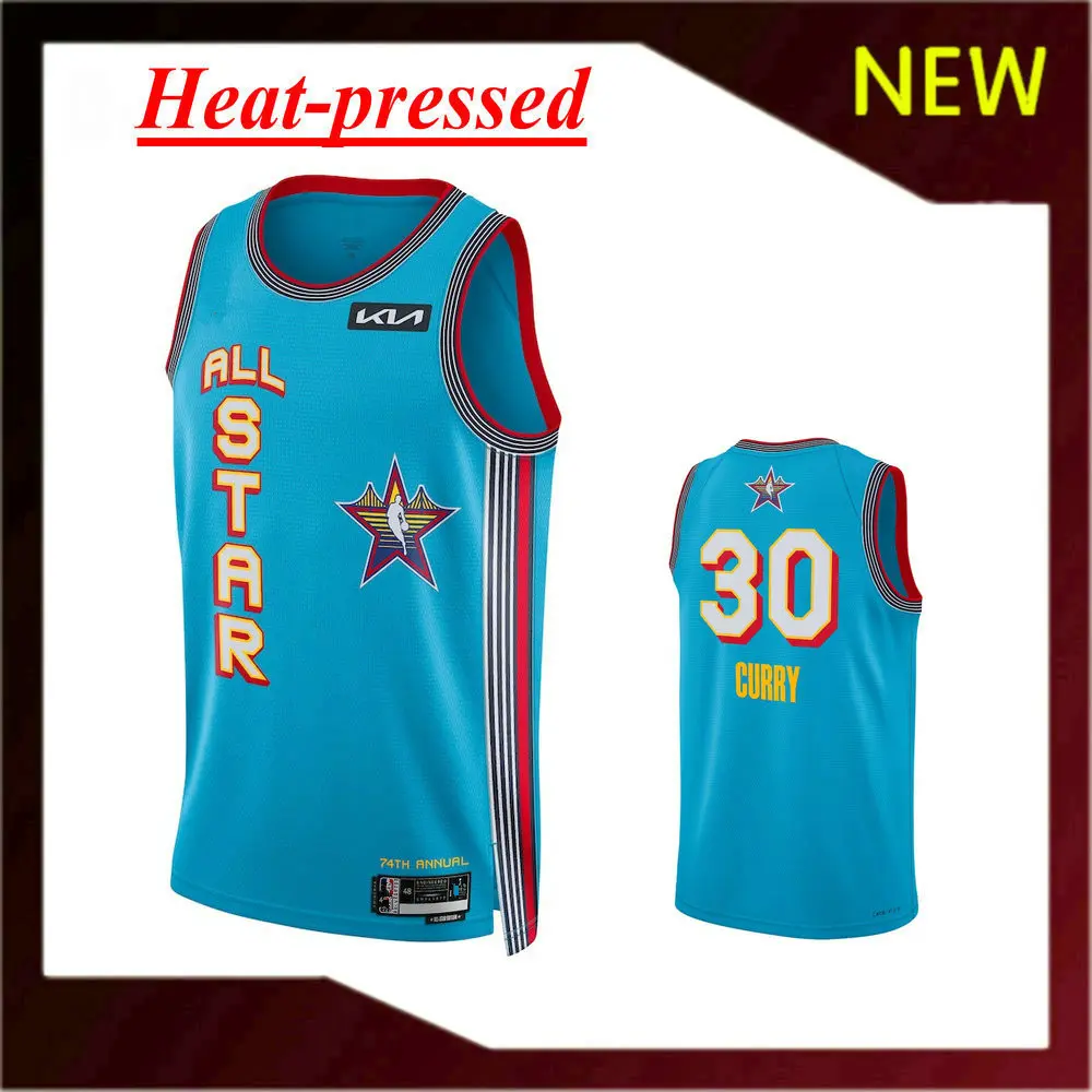 【Heat-pressed】New Original Basketball Jerseys 2025 All Star Jersey Light Blue