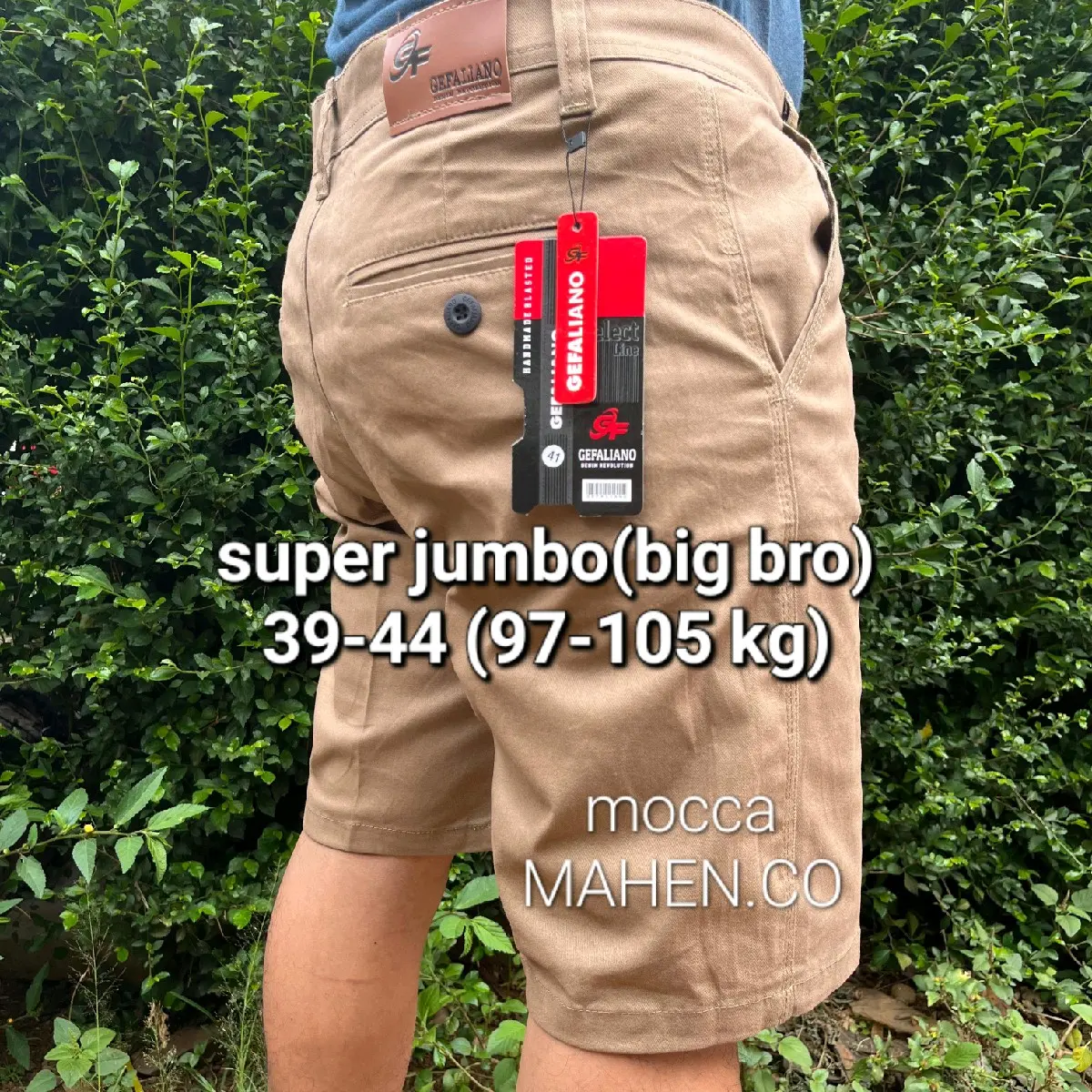 SUPER JUMBO (95-110 KG) (BIG BRO) CELANA PENDEK PRIA GEFALIANO STREACH/MELAR  Combed