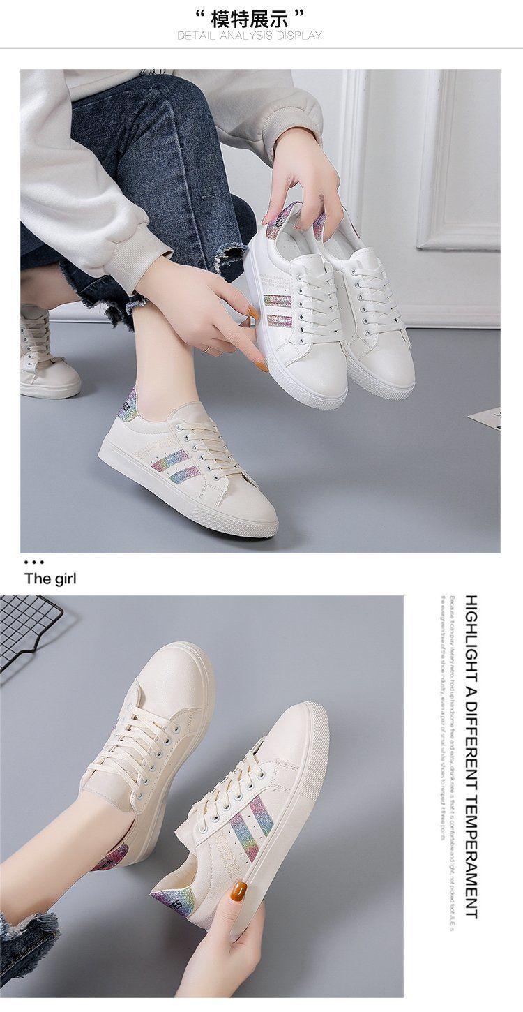 Product Introduction of Kasut Putih untuk Wanita, Koleksi Musim Bunga dan Musim Luruh 2024, Sneakers Gaya Korea Rata, Sesuai untuk Pelajar, Bertali, Diperbuat daripada Kulit, Fesyen Ins, Kepala Bulat, Tidak Licin, Kasut Wanita 9