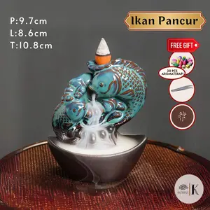 Miniatur Aromaterapi Ikan Pancur keramik (free 20pcs dupa aroma terapi,pinset)