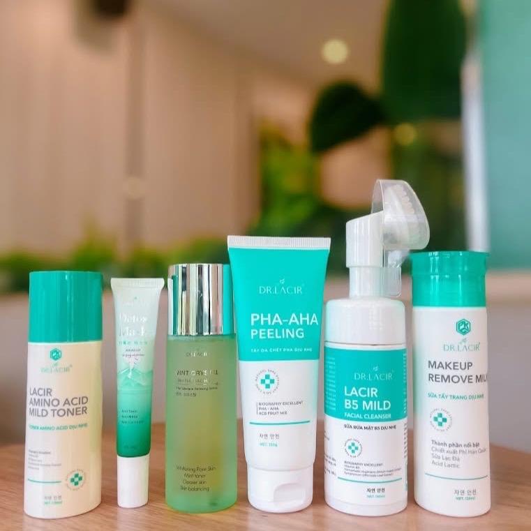  Bộ sản phẩm chăm sóc da mặt  Mặt nạ thủy tinh Dr Lacir căng bóng serum va kem dưỡng sáng da  kem chống nắng Uv kem face gạo Skincare Cosmetics 