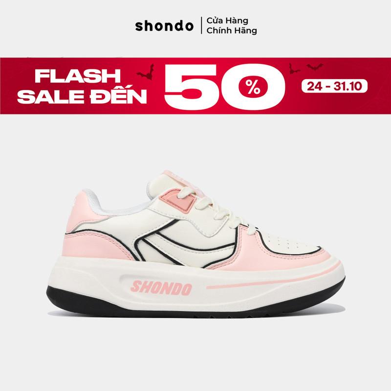   Nên tăng 1 size  Giày Sneaker Nữ SHONDO Classic 2 Trắng Hồng Êm Thời Trang Thích Hợp Đi Làm Đi Học Chơi SND0077 
