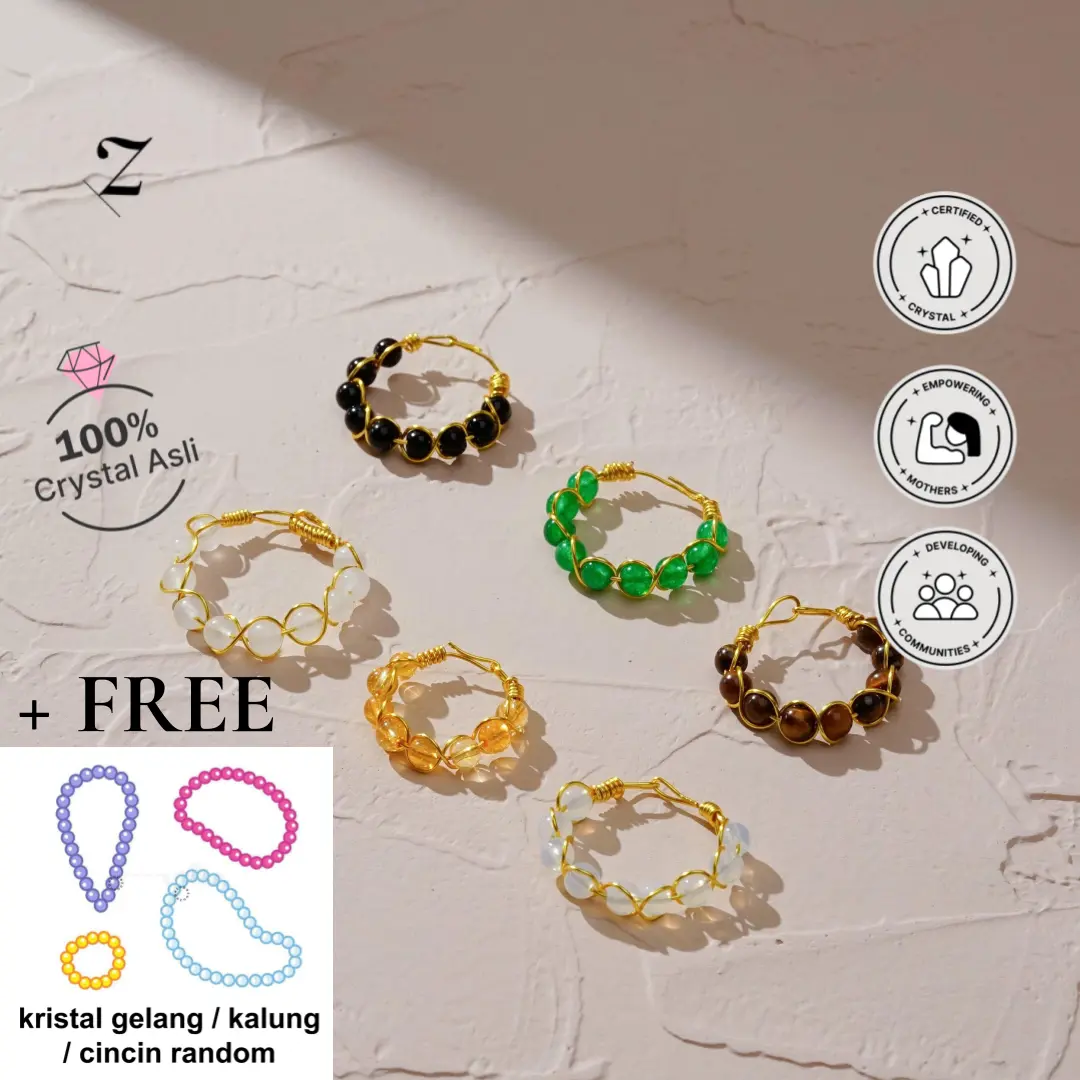 Zupazupazuu Braided Wire Ring - Anxiety Ring Cincin Kristal Wanita [Free Gift Kristal Gelang/Kalung/Cincin Random]