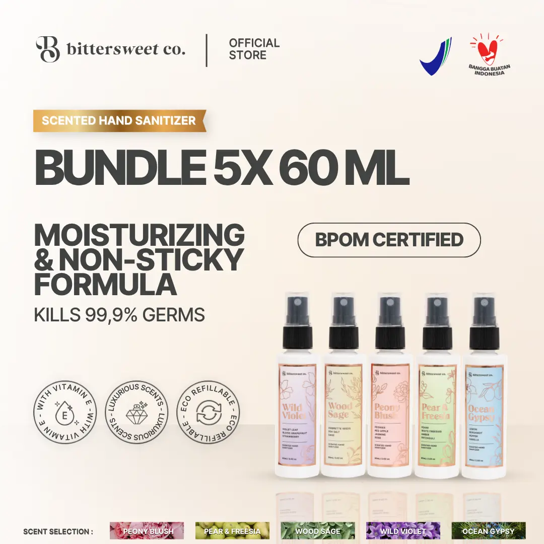 BITTERSWEET CO - (Bundle 5pcs - Lebih Hemat) Scented Hand Sanitizer Spray with Niacinamide & Vit.E | 60ml | BPOM | Support Lokal