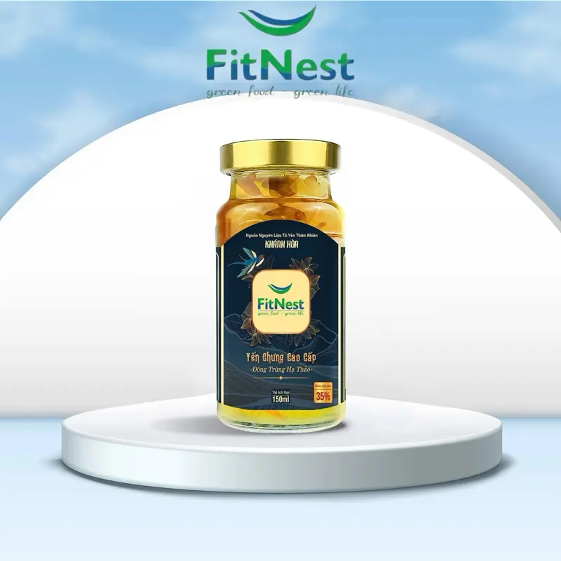[ Combo 10 Lọ Trơn ] FitNest Yến Chưng ĐÔNG TRÙNG HẠ THẢO - 150ML/LỌ - 770mg Yến Tươi – Bổ Sung Sức Khoẻ
