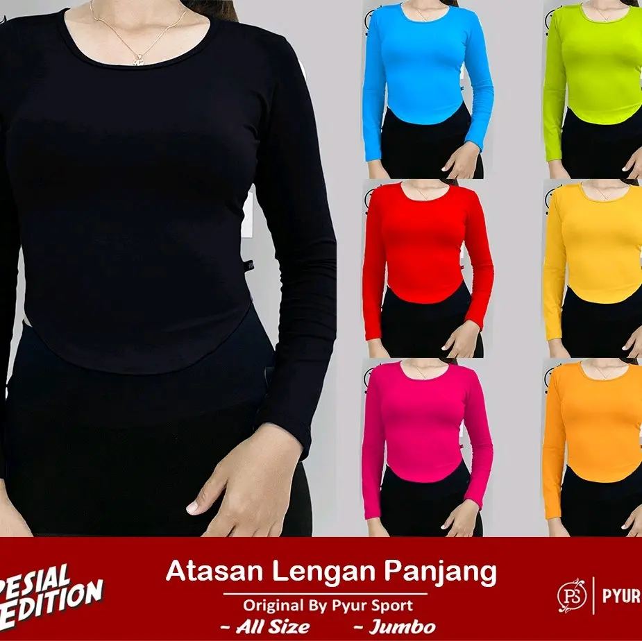 tshirt panjang crop seri warna senam zumba aerobic fitnes Baju Wanita Nyaman