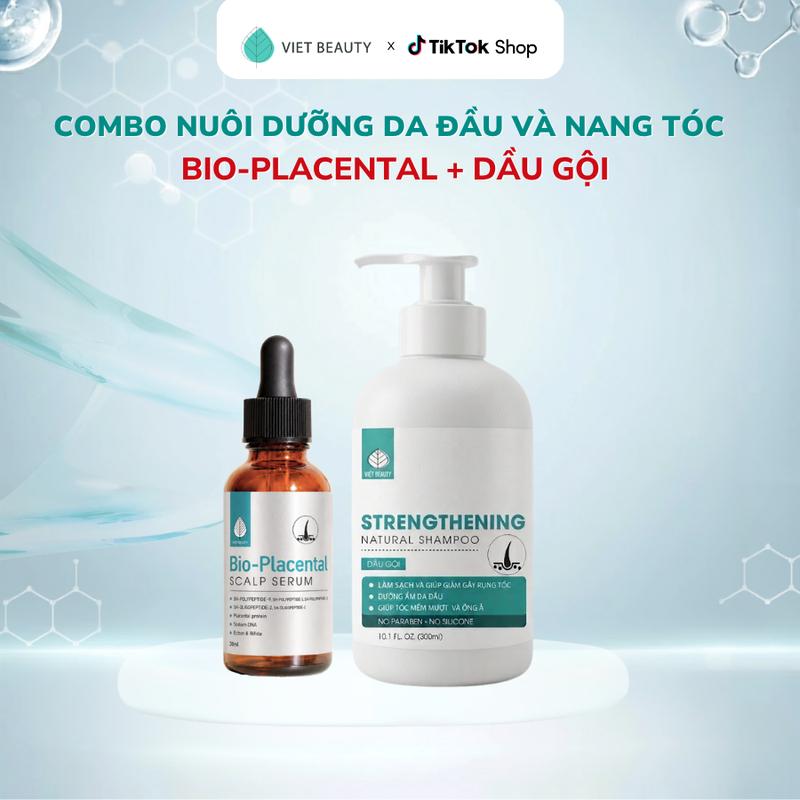 Tinh chất dưỡng nang tóc, tăng mật độ tóc BIO-PLACENTAL & Dầu gội chăm sóc da đầu Việt beauty