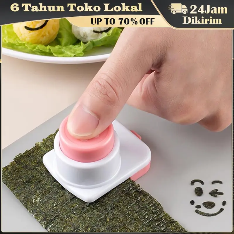 Nori Puncher / Nori Cutter Cetakan Rumput Laut / Nori Seaweed Bento /  Alat Pembuat Bola Nasi Bulat / Rice Ball Shaker 0