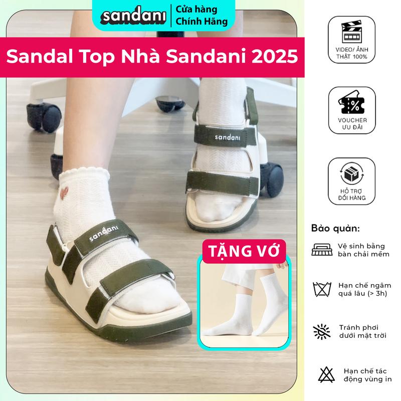 Giày Sandal Nữ Quai Ngang Đế Êm Chống Trơn, Dây Dù, Màu Xanh Rêu Size 36-40 - Sandani