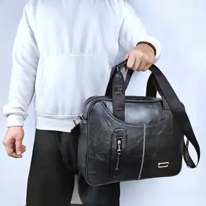 Tas Selempang Kulit Pria Slingbag Exclusive PU Leather Office Series One 14 Inch Polo Amstar