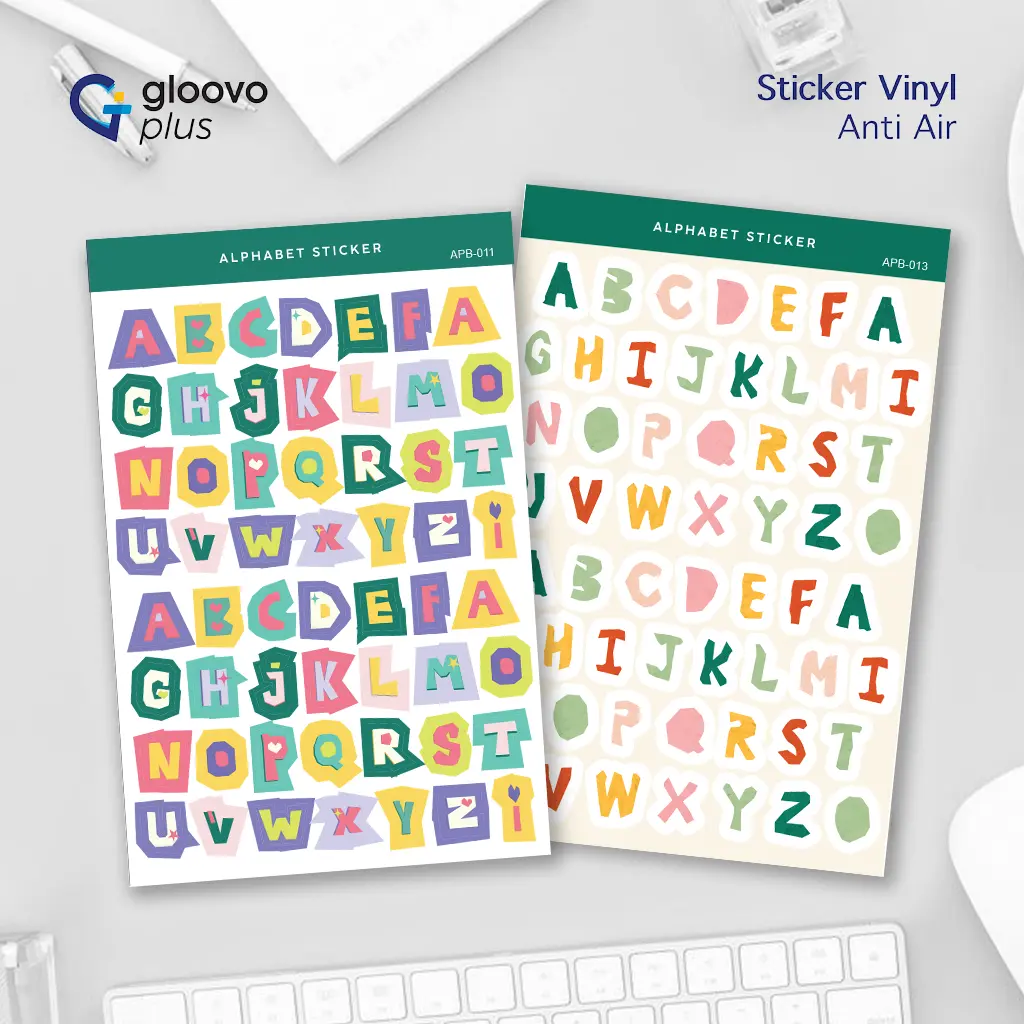 Sticker Alphabet Huruf Green Hijau A-Z | Stiker Letter Decorative Aesthetic | Dekorasi KPOP Idol Colorful untuk Scrapbook Journal Notebook Laptop Botol Tumblr Photocard