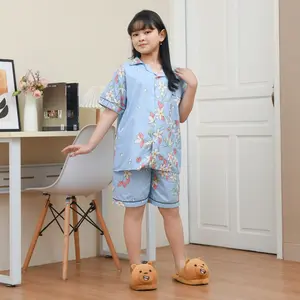 Nyenyak Piyama Anak Perempuan 10 - 12 Tahun HP Bahan Katun / Setelan Baju Tidur Celana Pendek Motif Karakter Cewek