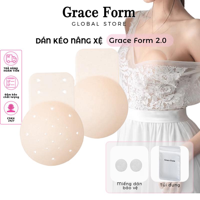 Grace Form Mua 1 Tặng 1-Miếng Dán Nâng Quả Silicon Cao Cấp Miếng Dán Ngực Chống Chảy Sệ Bra Cao Su Không lộ