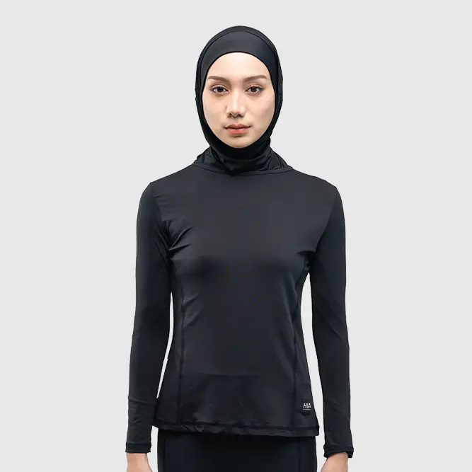 HIA Everywear Deerya Top Manset Sport T-Shirt Workout Hitam Baju Olahraga Wanita