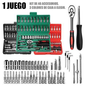 genérica kit de juego de herramientas portátil multifunción de 46 piezas con llave de vaso y destornillador adecuado para autos bicicletas y motocicletas kit completo incluye barra deslizante ideal para aficionados al diy y mecánicos