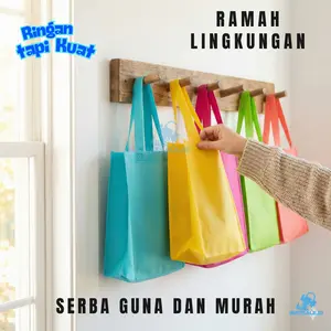Tas Spunbond 1 Lusin Goodie Bag Tali Samping Kuat Ramah Lingkungan Bahan Premium 65-75gsm Cocok untuk Souvenir