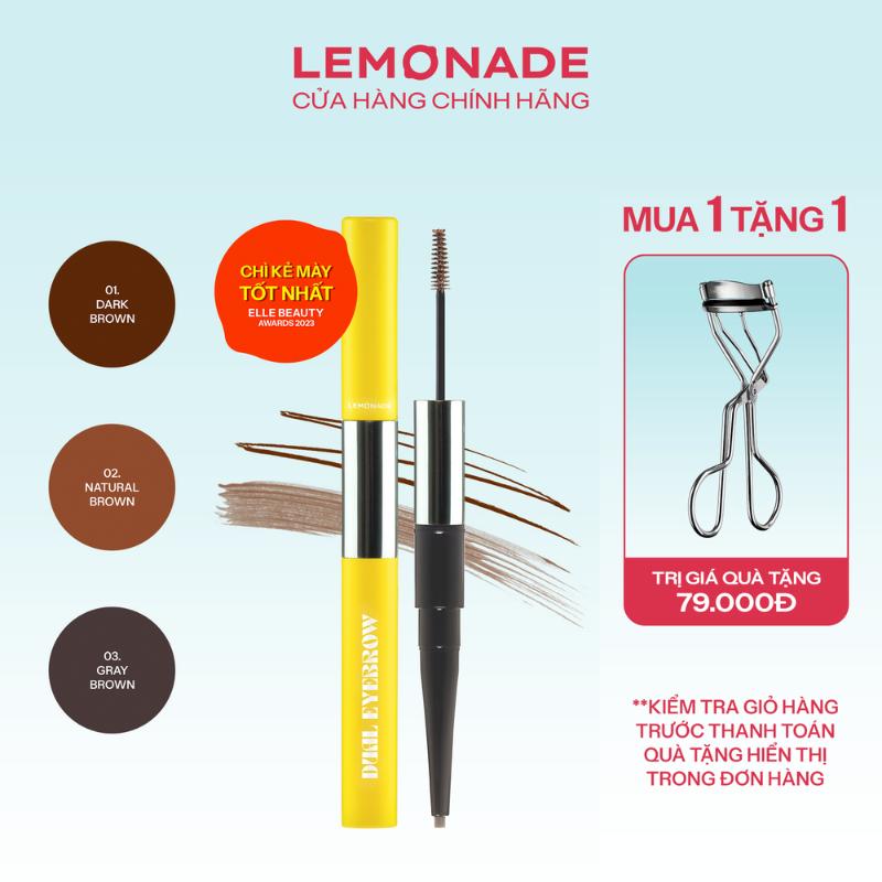 [MUA 1 TẶNG 1] MUA 01 Chì kẻ mày 2 đầu Lemonade Dual Eyebrow 2,75g TẶNG 01 Kẹp mi cong lâu Lemonade Curler 22g
