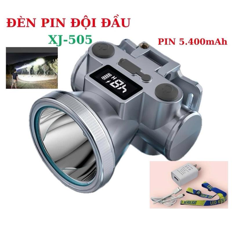 Đèn Pin Đội Đầu XJ-505 Pin Trâu, Trang Bị Led Laser 20W. Có Màn Hình LCD Báo Pin Sạc Type-C 5400mah. Có kèm theo: Củ Sạc + Cáp Sạc + dây đeo đầu.... đèn  pin  xj  503 đèn  đội  đầu  xj503  chính  hãng