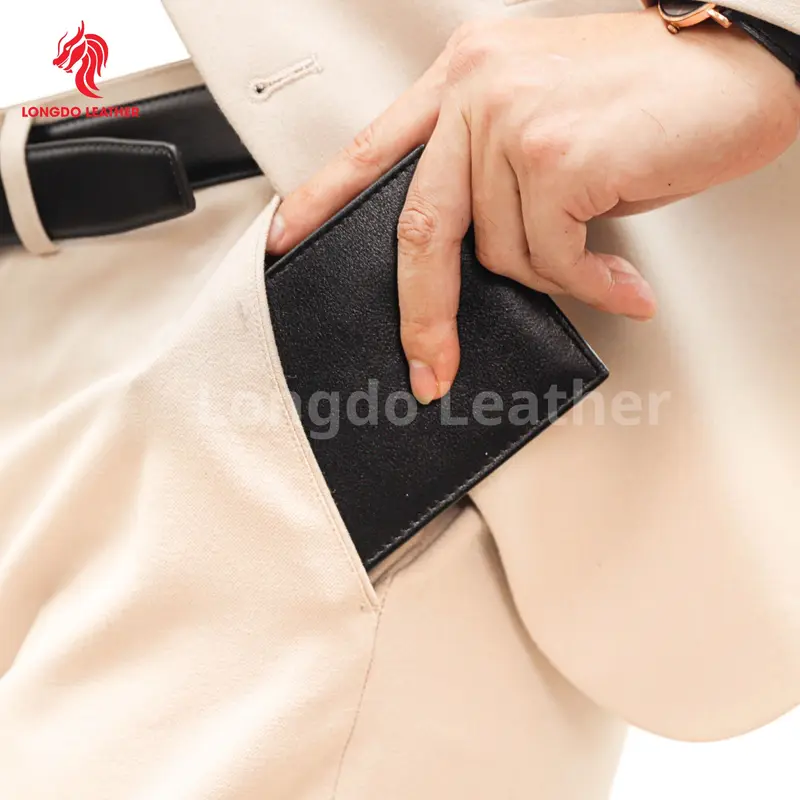 B11 - Bóp da nam da bò thật màu xanh lá, ví ngang gập đôi thương hiệu Longdo Leather - Bảo hành 5 năm 4