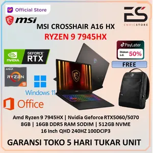 MSI CROSSHAIR A16 HX RYZEN 9 7945HX RTX5070 32GB 1TB W11 OHS 16" QHD+ 240HZ 100DCIP3