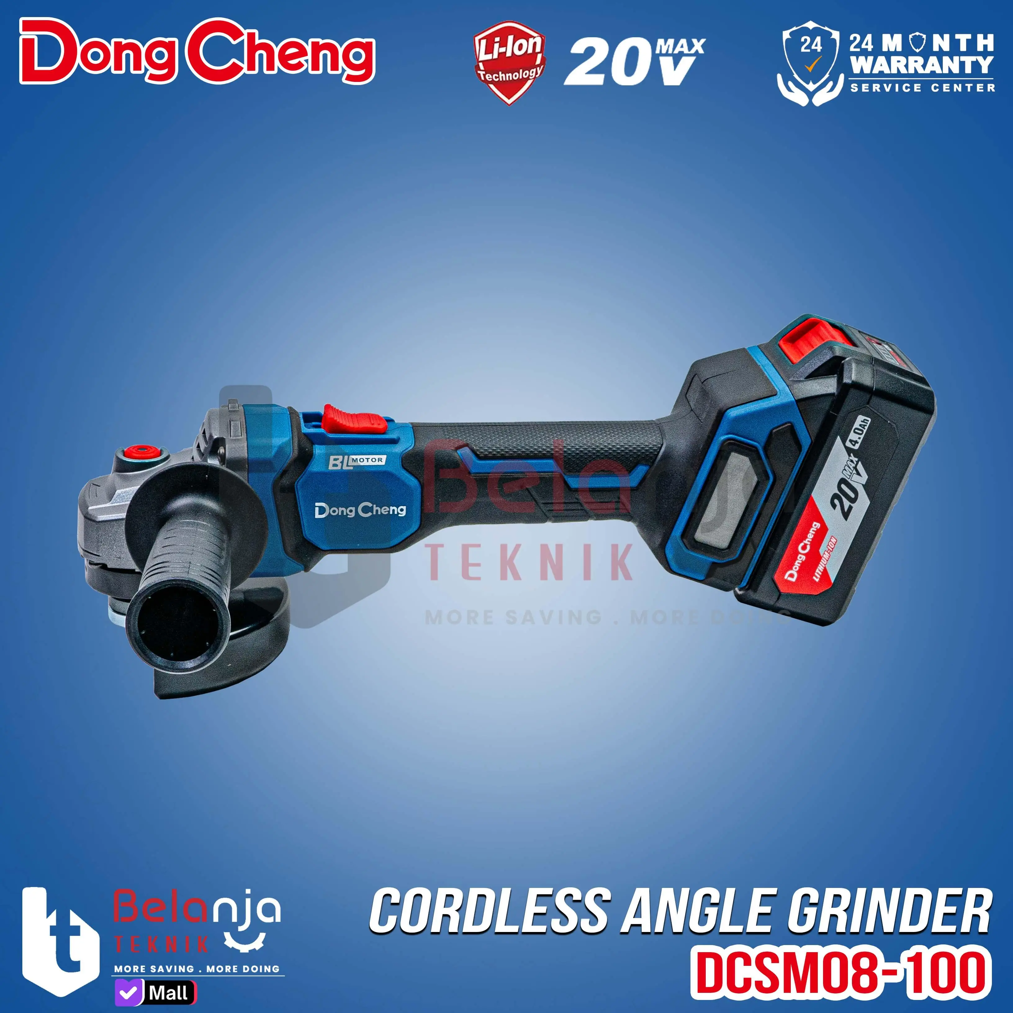 Mesin Gerinda Tangan Baterai Dongcheng DCSM08-100 Z 4 Inch Cordless Angle Grinder DCSM 08 100 Unit Saja DCSM08-100Z