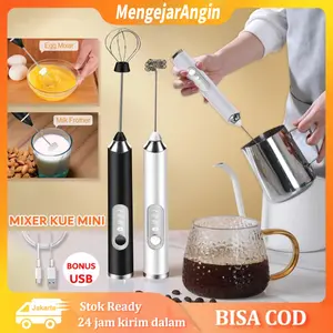PEMBUIH SUSU PENGOCOK TELUR HANDHELD BLENDER MILK FROTHER ELECTRIC MIXER PORTABLE EGG BEATER USB RECHARGEABLE / MIXER KUE MINI CAS / MIXER TERMURAH / MIKSER KOCOKAN TELUR