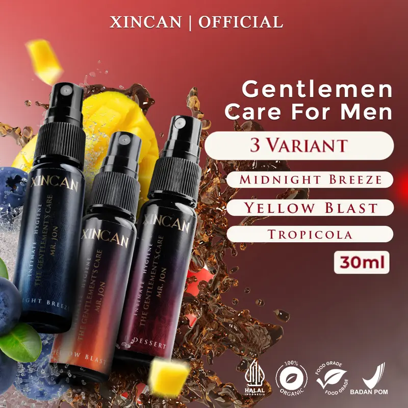 (FLASH SALE) XINCAN Spray Perawatan Pribadi Pria - Aroma Segar (Mango Blast, Tropicola, Midnight Breeze) 1