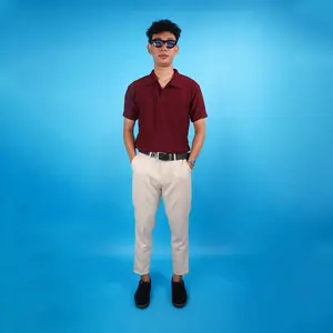 kaos polo pria Korean Knit Baju Polo Shirt Pria Salur Besar Dengan Cutting Slim Fit Kerah Pendek Casual Navy