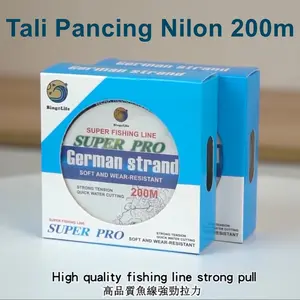 ◤New◢ Bingolife Tali Pancing Nilon Jerman Panjang 200M Halus Anti Keriting 0.128Mm~0.6Mm Senar Pancing Transparan Biru Murah Fishing Line