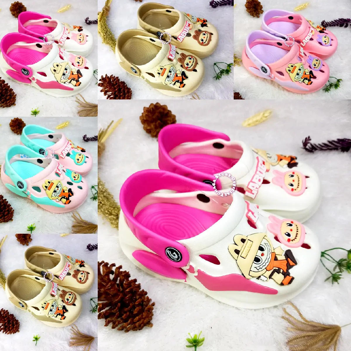 Dulux 636D - Sandal Baim Anak Unisex Cewe/Cowo Karakter Labubu viral Two Tone Uk 25-36