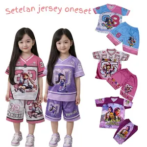 Setelan Oneset Jersey Full Printing Sublime Milano Usia 1-10 Tahun Dengan Karakter Lucu Bahan Jersey Desain Penuh Menarik Perhatian
