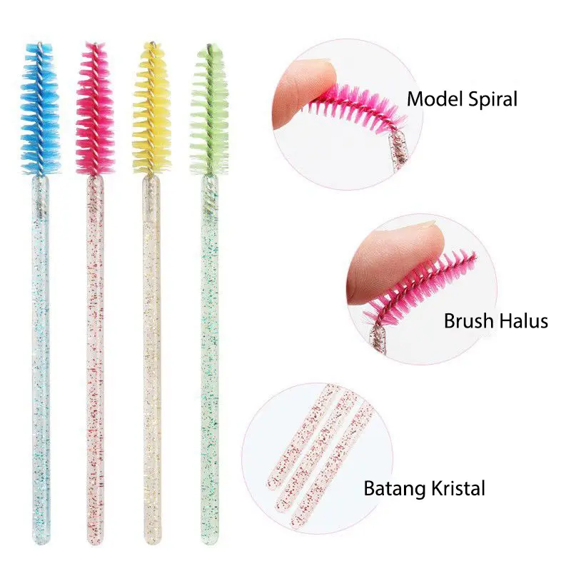 Sisir Bulu Mata Mascara Wand Sikat Alis Brush Glitter Pelentik Bulumata Eyelash Extention Aksesoris Makeup 6