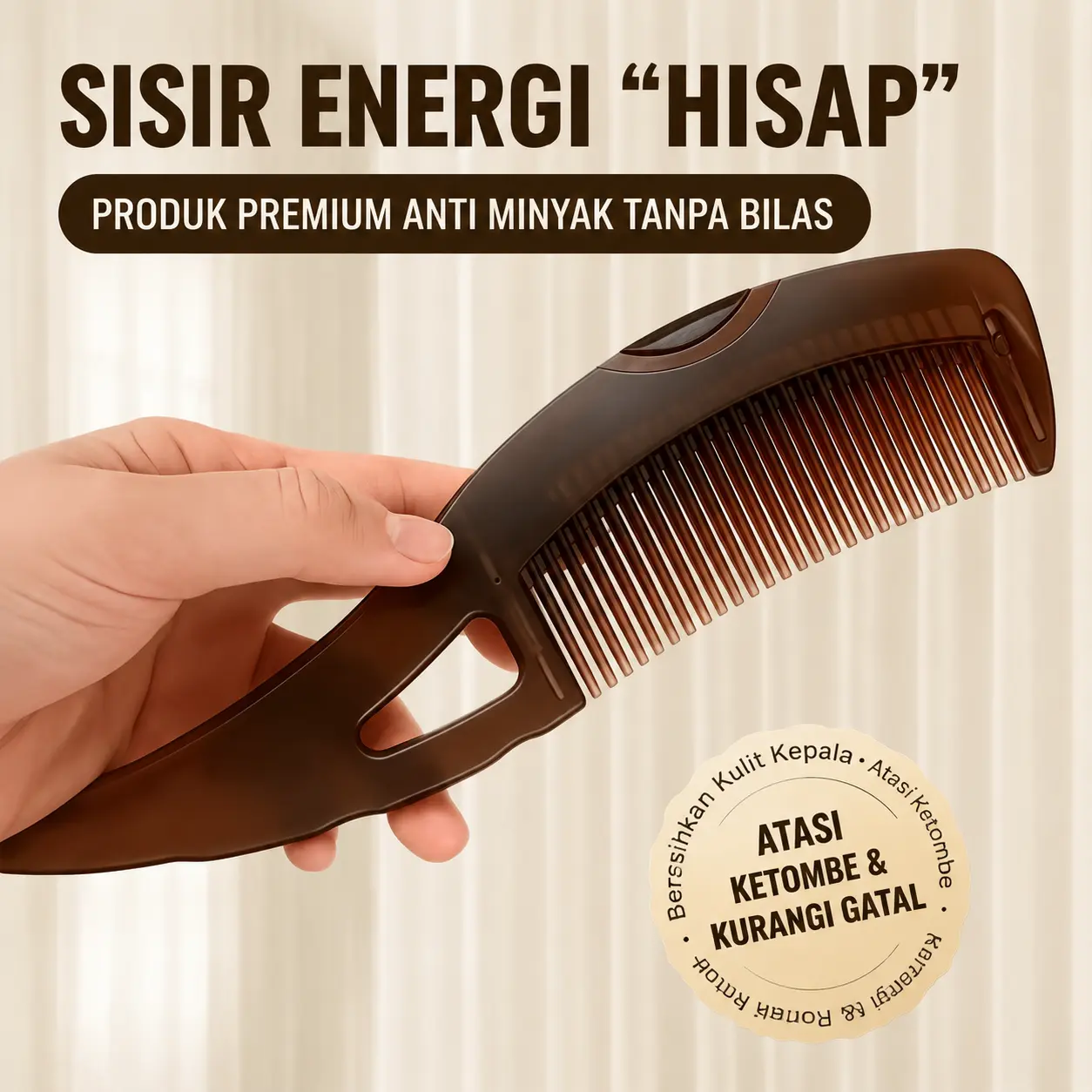 Sisir Anti Ketombe & Anti Lepek – Mengurangi Minyak Berlebih, Membersihkan Kulit Kepala, Anti Kusut
