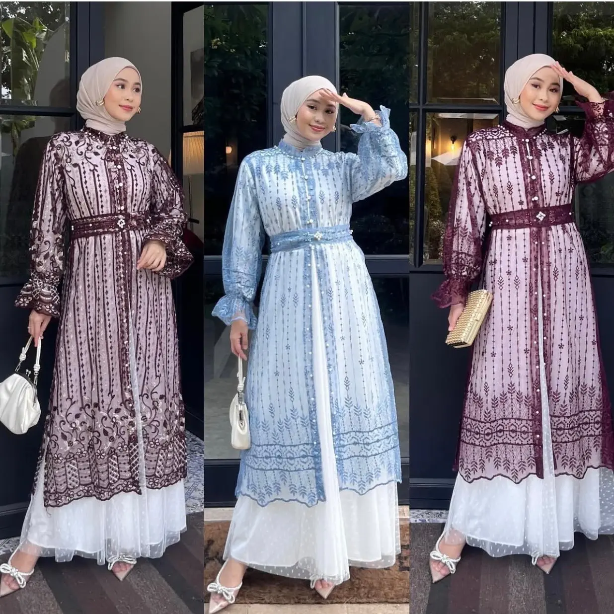 AZZURA DRES SET OUTHER BROKAT +BELT/JEMIMA BROKAT GAMIS PESTA