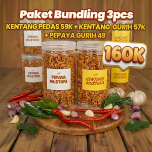 Big PROMO!! Paket Bundling ! Kentang Mustofa pedas manis + Kentang Gurih Asin dan Pepaya Mustofa Gurih Asin