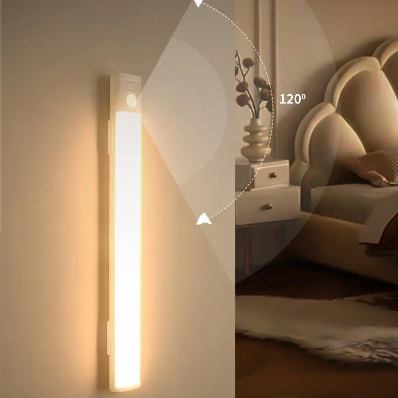 LED Cabinet Light Rechargeable Motion Sensor Light Strip Wardrobe Light Bedroom Sleep Dormitory Night Light Magnetic Long Strip