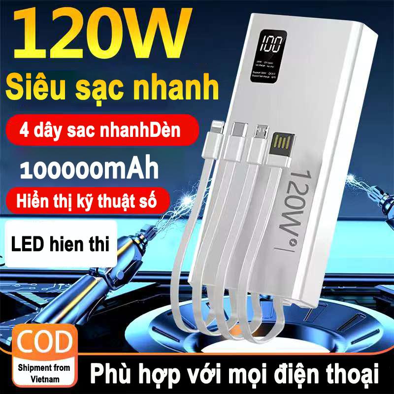 Sạc Dự Phòng 50000mAh Chính Hãng 120W Siêu Sạc Nhanh 4 Dây Sạc Nhanh Dèn Hiển Thị Kỹ Thuật Số LED Hien Thi Phù Hợp Với Mọi Điện Thoại củ  sạc  sạc  dự  phòng sạc  dự  phòng  napod cục  sạc  dự  phòng  50000mah  mini sạc  dự  phòng  salaman