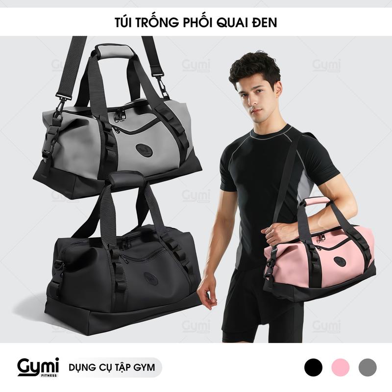 Túi Trống Phối Quai Đen Tập Gym - Túi Thể Thao Đa Năng, Túi Du Lịch Thời Trang, Đeo Chéo Hoặc Xách Tay