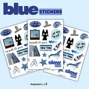 STIKER BLUE DEKORASI LUCU