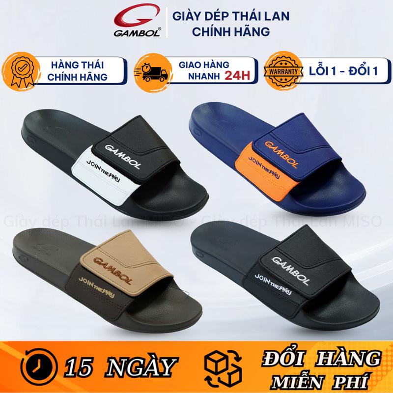 Dép Nam Quai Ngang Dán Chất Cao Su Non Gambol Thái Lan Join The Way Có 4 Màu Slipper Nam thao Đế Bằng DéP Dép Lê Quai Ngang Jean