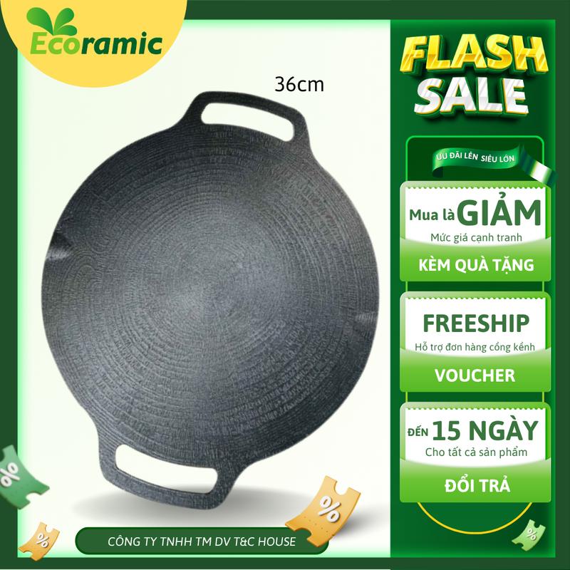 Chảo Đá Nướng Vân Đá Chống Dính Đáy Từ Ecoramic 36cm Cao Cấp