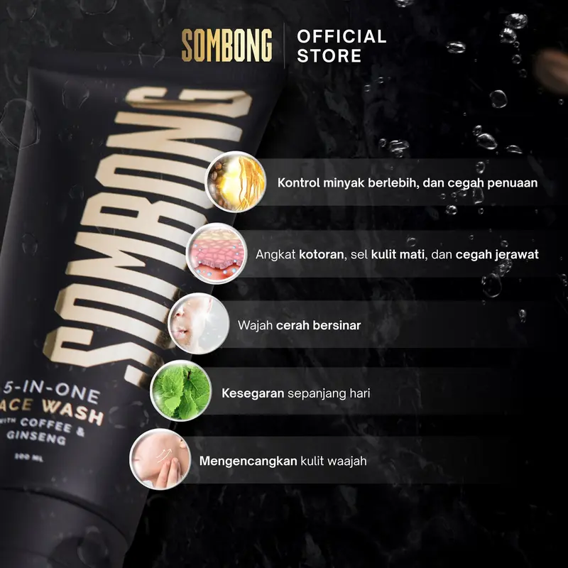 SOMBONG 5-in-1 Face Wash With Coffee & Ginseng 100ml 4