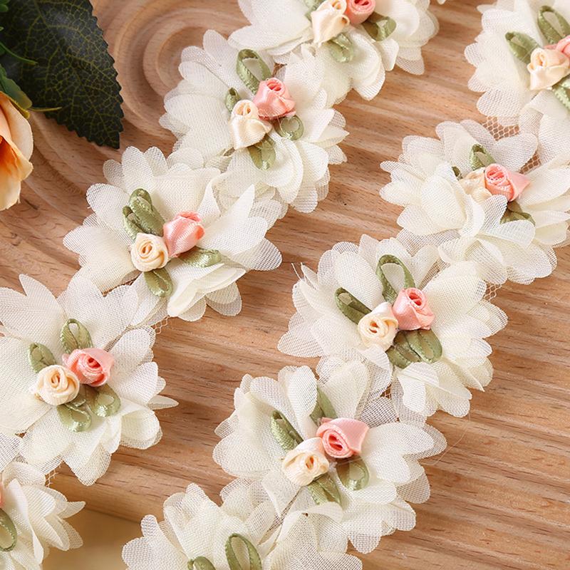 Miếng Dán Thêu Hoa 3D, 10 Cái, Với Hoa, Viền Vải Ren Tự Làm, Rộng 5CM 1