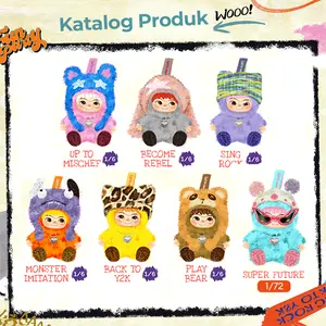 [BLIND BOX] WAKUKU Fuzzy Trendy Fun Party Series Plush Blind Box Keychain Bag Charm Boneka Gantungan Kunci