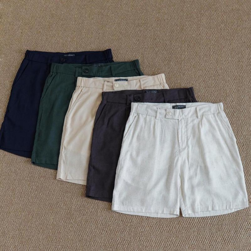 Quần Short Đũi Nam Cạp Khóa Form Suông Vải Linen Cao Cấp Thoáng Mát Phong Cách Hàn Quốc - Qshortdui150
